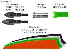 Стрела арбалетная микс карбон Centershot Toxic 20" Half Moon Nock