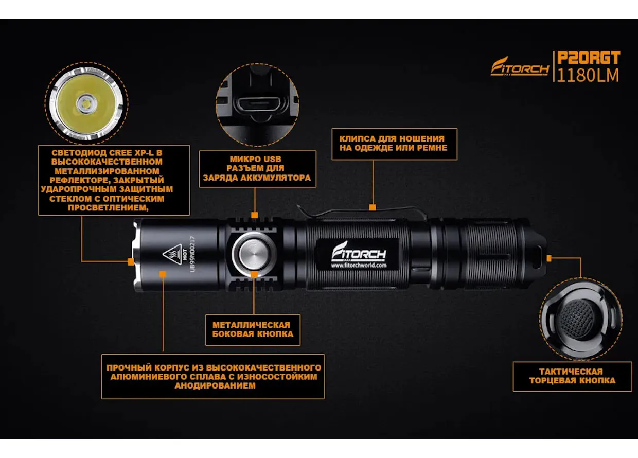 Фонарь FiTorch P20RGT тактический (USB зарядка, Power Bank) — купить с  доставкой по Москве и регионам России, описание, технические  характеристики, цена, отзывы в интернет-магазине Centershot
